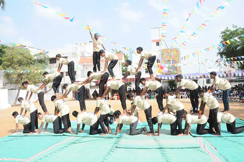 Students participating in a sports event